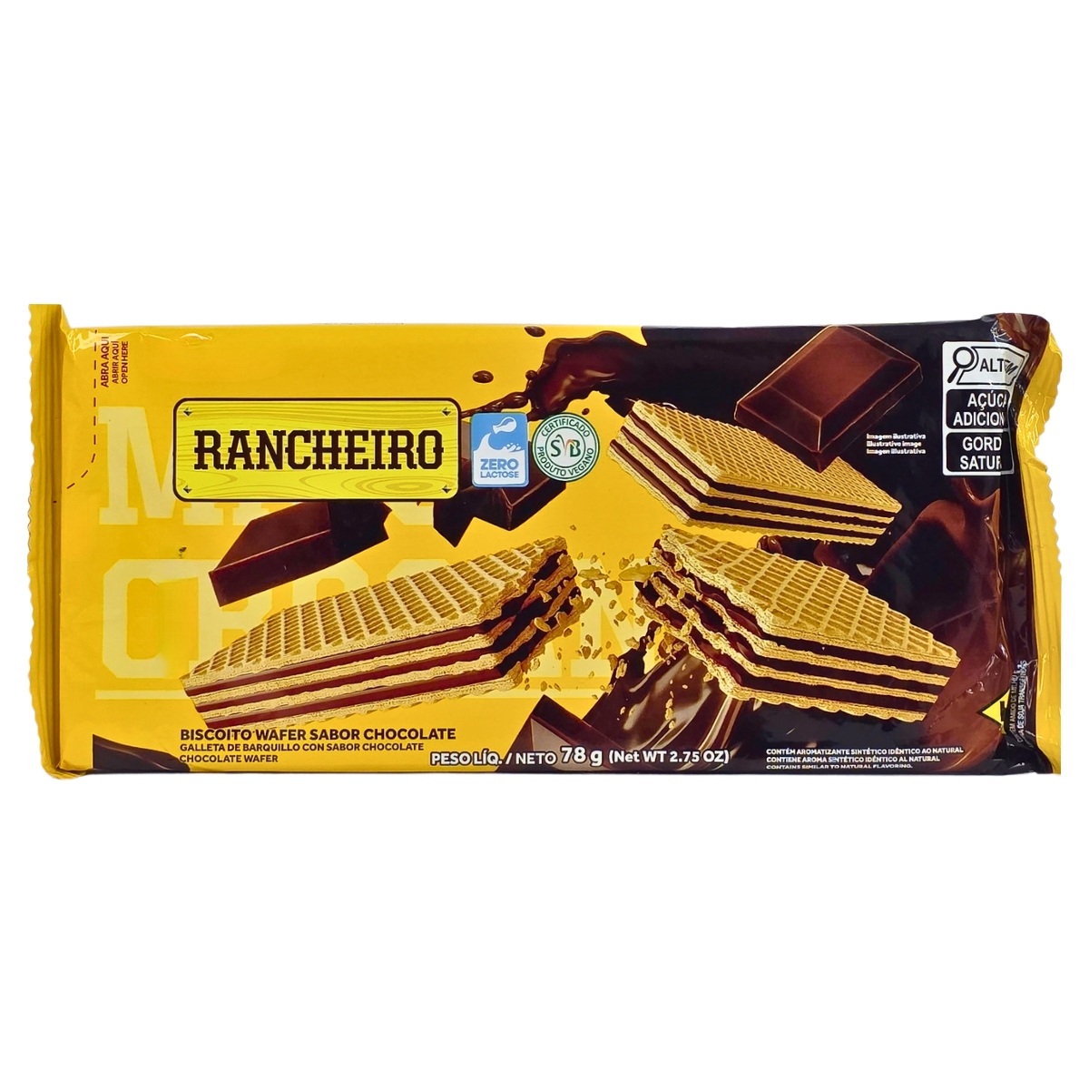 Biscoito Wafer Chocolate Zero Lactose Rancheiro 78g
