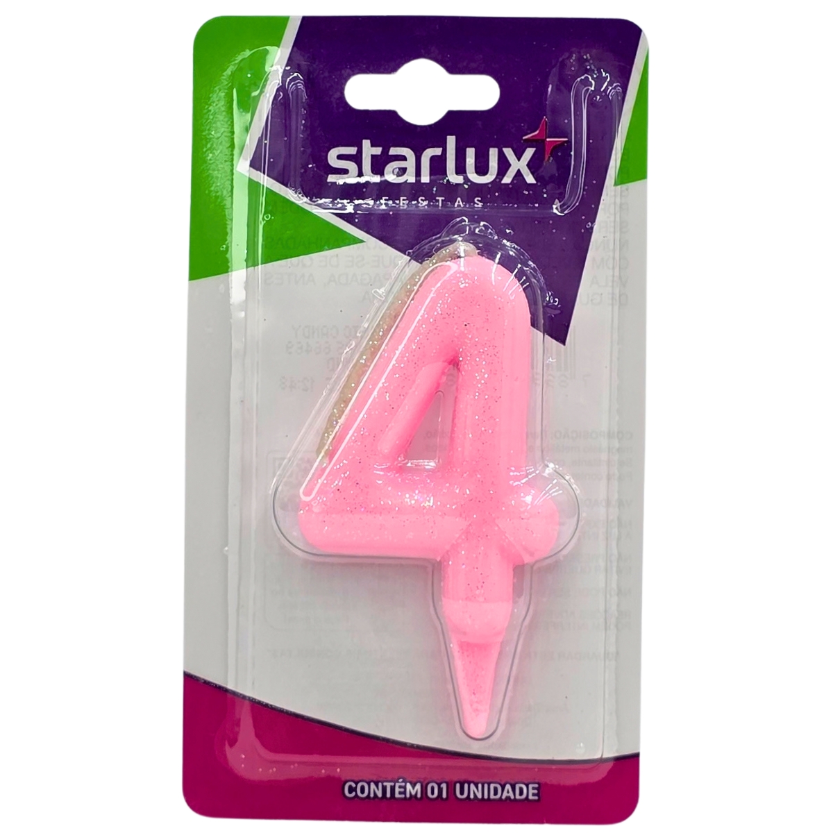 Vela Magic Candy Rosa N: 4 Starlux 1 Unidade RS-66469