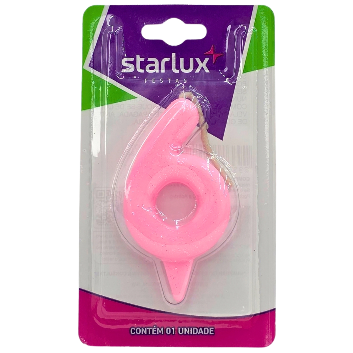 Vela Magic Candy Rosa N: 6 Starlux 1 Unidade RS-66840