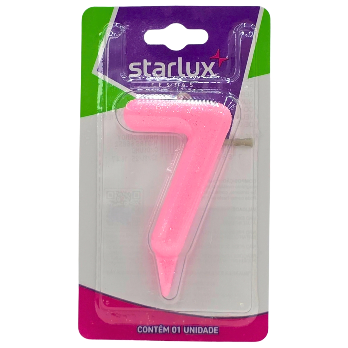 Vela Magic Candy Rosa N: 7 Starlux 1 Unidade RS-66852