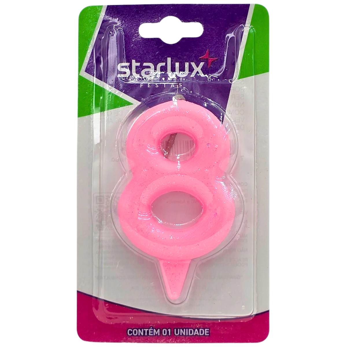 Vela Magic Candy Rosa N: 8 Starlux 1 Unidade RS-66867